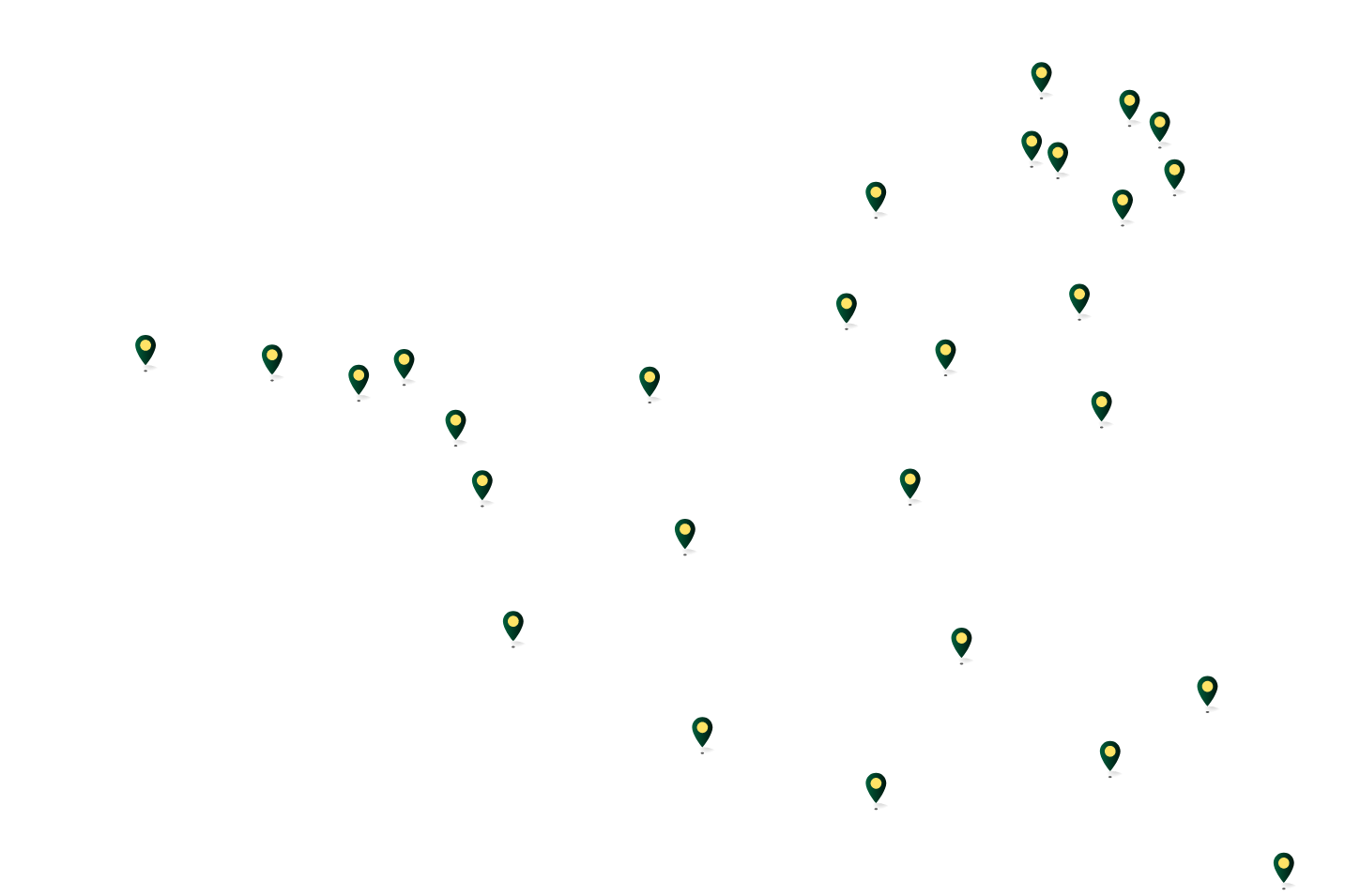 map showing the locations on the indian map